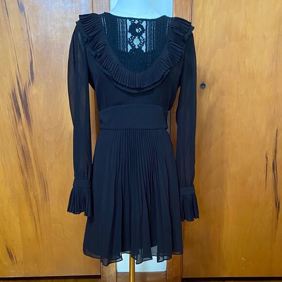 Karen Millen Old Fashioned Black Lace Ruffle Dress Embroidered Goth Modest  Dark
